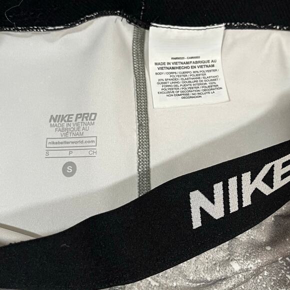 Nike Pro Women's Cropped Mid-Rise Activewear Leggings Gray White Sz S - Picture 5 of 8